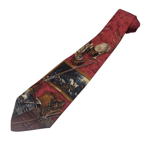 Vtg Polo Ralph Lauren ULTIMATE SPORTSMAN NECKTIE RARE Antlers Rifles Beagles‎ - Picture 1 of 13